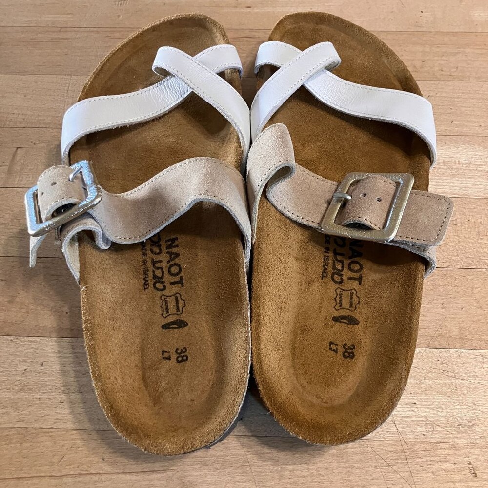 Naot Womens Fresno Suede Leather Sandals Size US 7 EU 38 White Beige Tan SP NWOT - Picture 8 of 11